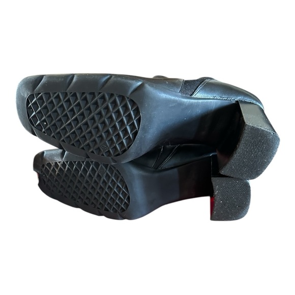 Aerosoles Womens Black Leather Ankle Boots Block Heel SZ 9 Square Toe Box SlipOn - Picture 4 of 4